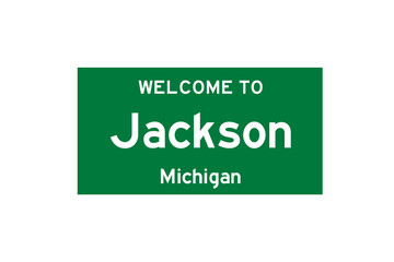 Wall Mural - Jackson, Michigan, USA. City limit sign on transparent background. 