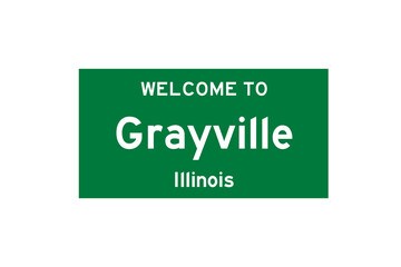 Grayville, Illinois, USA. City limit sign on transparent background. 