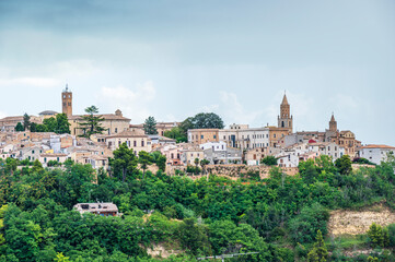 Wall Mural - Panorama of the beautiful village of Atri on a hill in Abruzzo