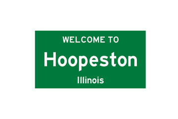 Hoopeston, Illinois, USA. City limit sign on transparent background. 