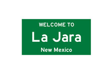La Jara, New Mexico, USA. City Limit Sign On Transparent Background. 