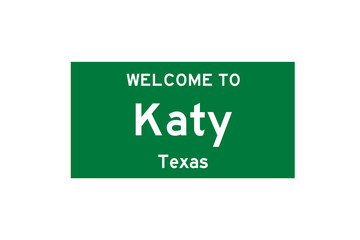 Katy, Texas, USA. City limit sign on transparent background. 