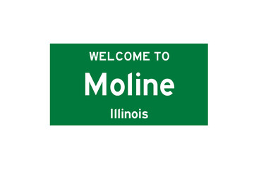 Moline, Illinois, USA. City limit sign on transparent background. 