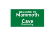 Mammoth Cave, Kentucky, USA. City limit sign on transparent background. 