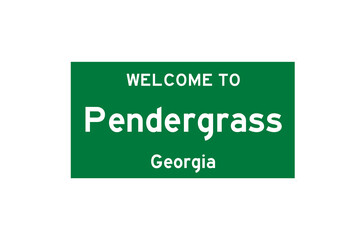 Pendergrass, Georgia, USA. City limit sign on transparent background. 