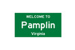 Pamplin, Virginia, USA. City limit sign on transparent background. 
