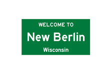 New Berlin, Wisconsin, USA. City Limit Sign On Transparent Background. 