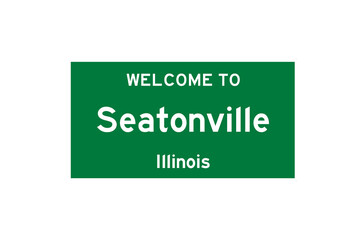 Seatonville, Illinois, USA. City limit sign on transparent background. 