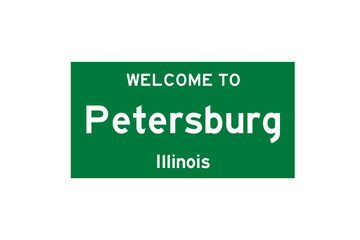 Petersburg, Illinois, USA. City limit sign on transparent background. 