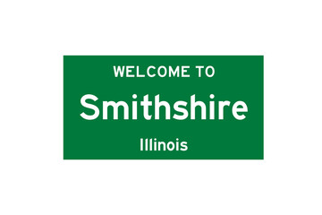 Smithshire, Illinois, USA. City limit sign on transparent background. 