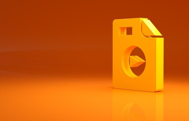 Poster - Yellow AVI file document. Download avi button icon isolated on orange background. AVI file symbol. Minimalism concept. 3d illustration 3D render