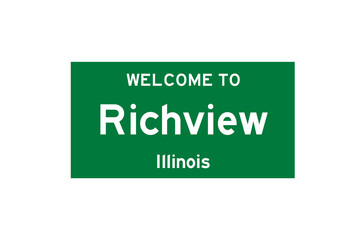 Richview, Illinois, USA. City limit sign on transparent background. 