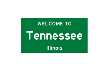 Tennessee, Illinois, USA. City limit sign on transparent background. 