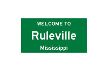 Ruleville, Mississippi, USA. City Limit Sign On Transparent Background. 