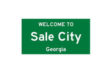 Sale City, Georgia, USA. City limit sign on transparent background. 