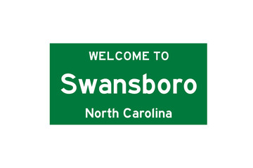 Swansboro, North Carolina, USA. City limit sign on transparent background. 