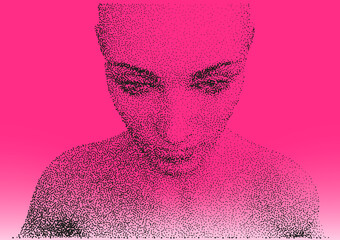 Aufkleber - 3D vector illustration of the human face. Conceptual image of the artificial intelligence.