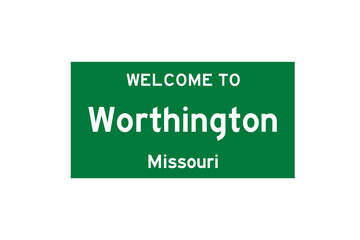 worthington, missouri, usa. city limit sign on transparent background.