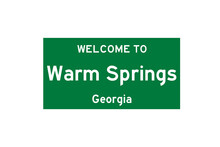 Warm Springs, Georgia, USA. City Limit Sign On Transparent Background. 