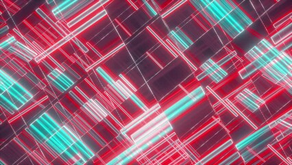 Poster - Random neon lines. Computer generated 3d render