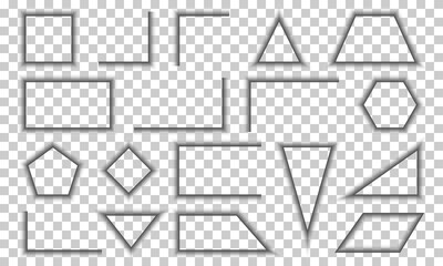 Poster - Shadow rectangle set, transparent card frame. Paper effect, banner shape, border object template. Page edge, shades different form collection. Poster gradient graphic. Vector background set