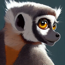 Lemur Oil Painting Illustration