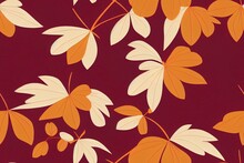 Set Of Seamless Japanese Style Patterns With Autumn Landscapes, Oriental Cherry Flowers, Cranes And Maple Leaves. 2d Illustrated Illustration.