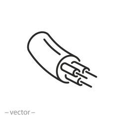 electric cable icon, optical fiber, communication connection, thin line symbol on white background - editable stroke vector illustration eps10