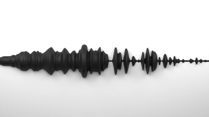 Poster - solid black audio wavefrom on white background. abstract music waves oscillation. synthetic music te