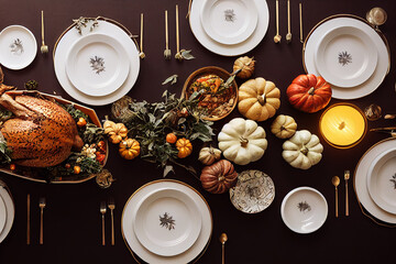 Wall Mural - festive dinner table setting for Thanksgiving