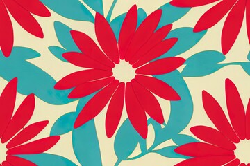 Wall Mural - seamless pattern of flowers, branches and leaves