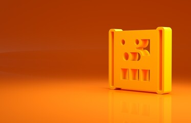 Poster - Yellow Graphing paper for engineering icon isolated on orange background. Minimalism concept. 3d illustration 3D render