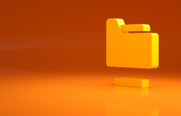 Poster - Yellow Document folder icon isolated on orange background. Accounting binder symbol. Bookkeeping management. Minimalism concept. 3d illustration 3D render
