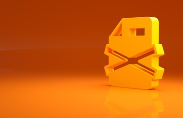 Poster - Yellow Delete file document icon isolated on orange background. Rejected document icon. Cross on paper. Minimalism concept. 3d illustration 3D render