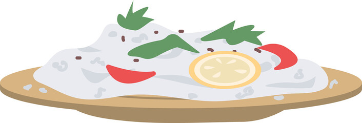 Poster - Traditional dish semi flat color raster object. Full sized item on white. Dinner served. Healthy and organic food simple cartoon style illustration for web graphic design and animation