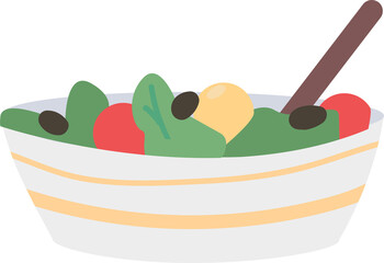 Poster - Mixed vegetables semi flat color raster object. Full sized item on white. Dinner served. Healthy and organic salad simple cartoon style illustration for web graphic design and animation