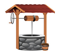 Water Well Stone With Wooden 

Bucket Isolated
