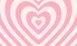 Groovy Y2K background. Tunnel of Concentric hearts. Romantic cute illustration. Trendy girly design.