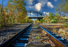 Abandoned Railroad Tracks Along Lehigh Canal In Bridge Bethlehem Pennsylvania