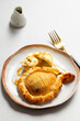 Hasselback pear in puff pastry fresh from the oven
