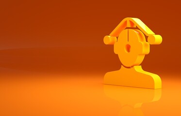 Wall Mural - Yellow Hypnosis icon isolated on orange background. Minimalism concept. 3d illustration 3D render