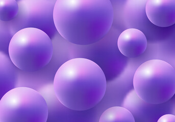 Wall Mural - 3d realistic purple balls on blurred effect elements background luxury style