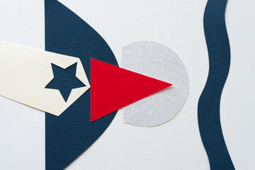 Poster - star, triangle, circle, wavy paper shapes on blank paper