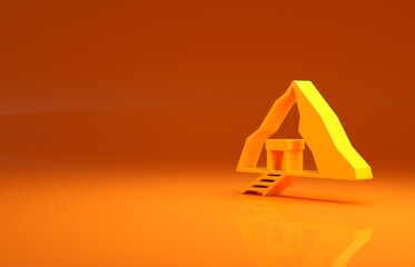 Yellow Gold mine icon isolated on orange background. Minimalism concept. 3d illustration 3D render