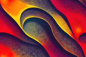 Poster - Fractal art textile design abstract batik tie dye textile pattern Illustration