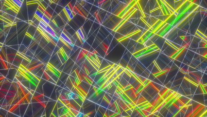 Poster - Random neon lines. Computer generated 3d render