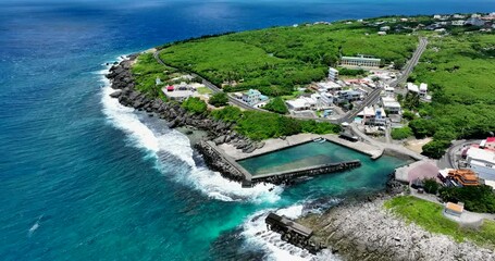 Wall Mural - Drone fly up over the Liuqiu island in Taiwan