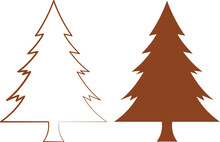 Hristmas Tree Line Icon, Decorated Conifer Outline Vector Sign. Christmas Tree Icon Symbol Vector