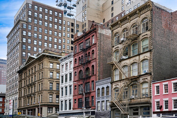 Wall Mural - Ornate old 19th century office buildings in Tribeca district of New York City