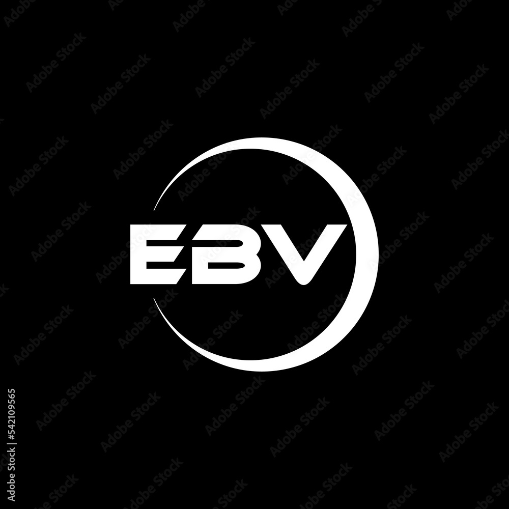 EBV letter logo design with black background in illustrator, cube logo ...